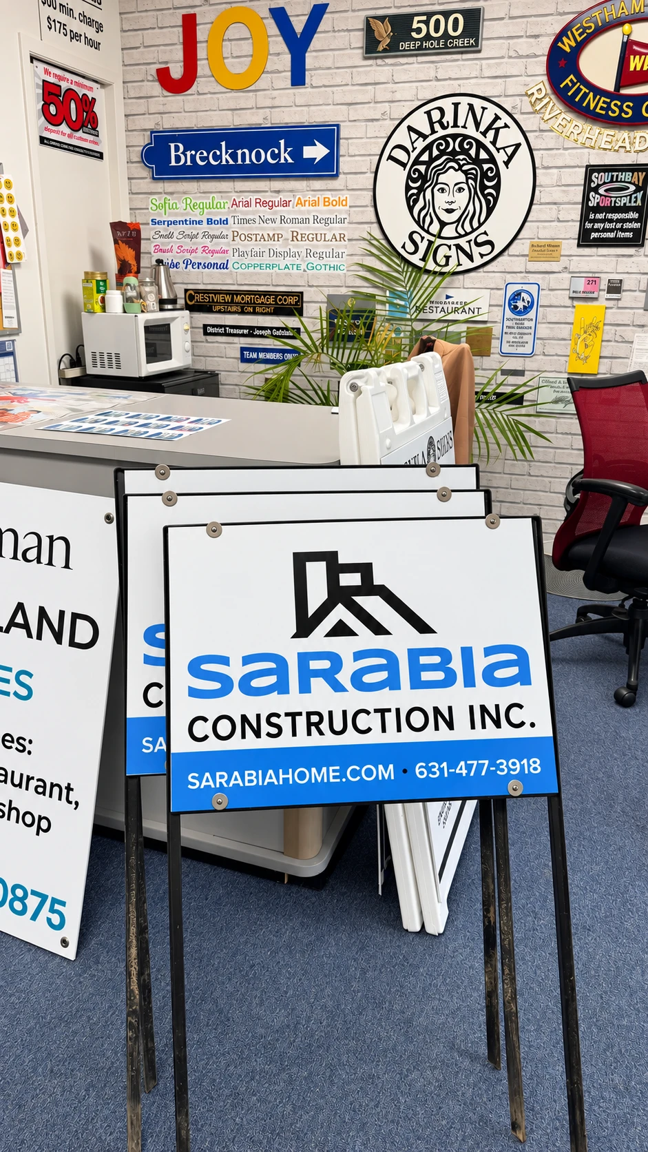 Sarabia Construction Yard Signs, East Marion, NY